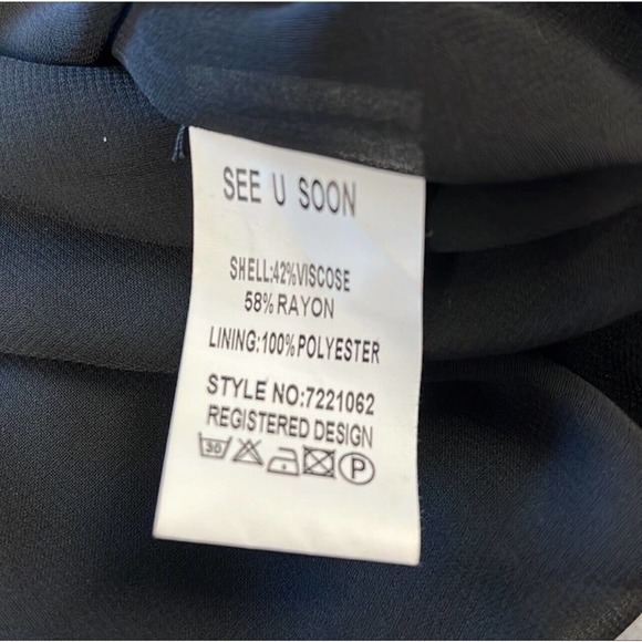 Anthro See U Soon Black Dress Keyhole Neckline Short Puffy Sleeves NWT Size S - Picture 11 of 12